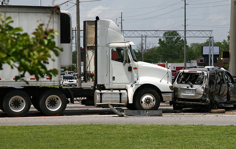 This big rig T-boned the other vehicle.